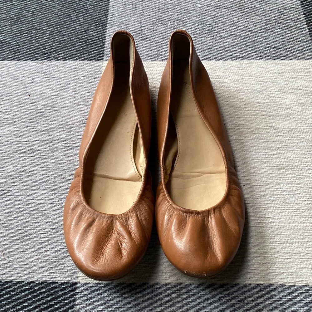 J. Crew Camel Leather Ballet Flats